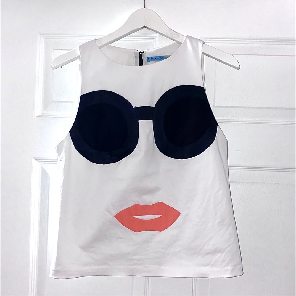 Alice + Olivia Stacie Face Silk Tank Top
